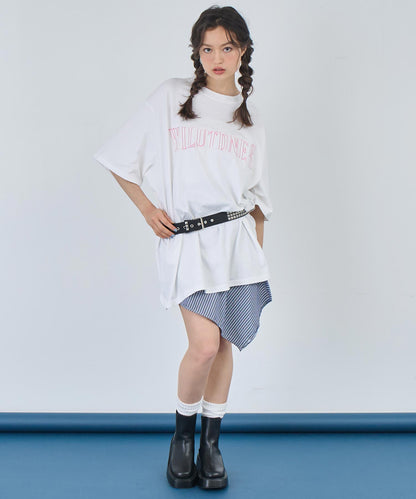 リメイク風 ステッチ ロゴ ビッグシルエット Tシャツ 153-5742