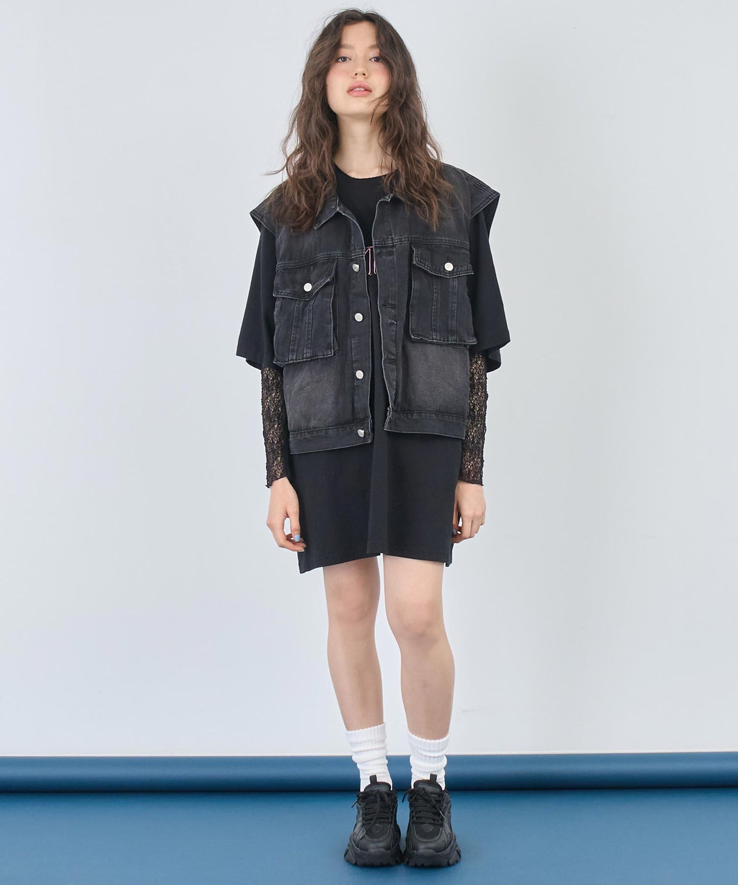 リメイク風 ステッチ ロゴ ビッグシルエット Tシャツ 153-5742