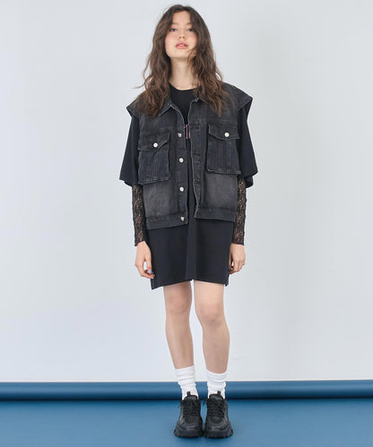 リメイク風 ステッチ ロゴ ビッグシルエット Tシャツ 153-5742