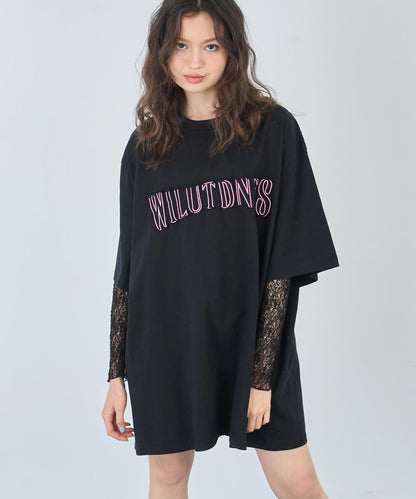 リメイク風 ステッチ ロゴ ビッグシルエット Tシャツ 153-5742