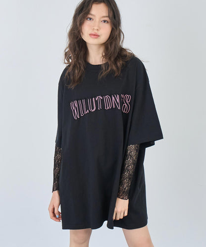 リメイク風 ステッチ ロゴ ビッグシルエット Tシャツ 153-5742