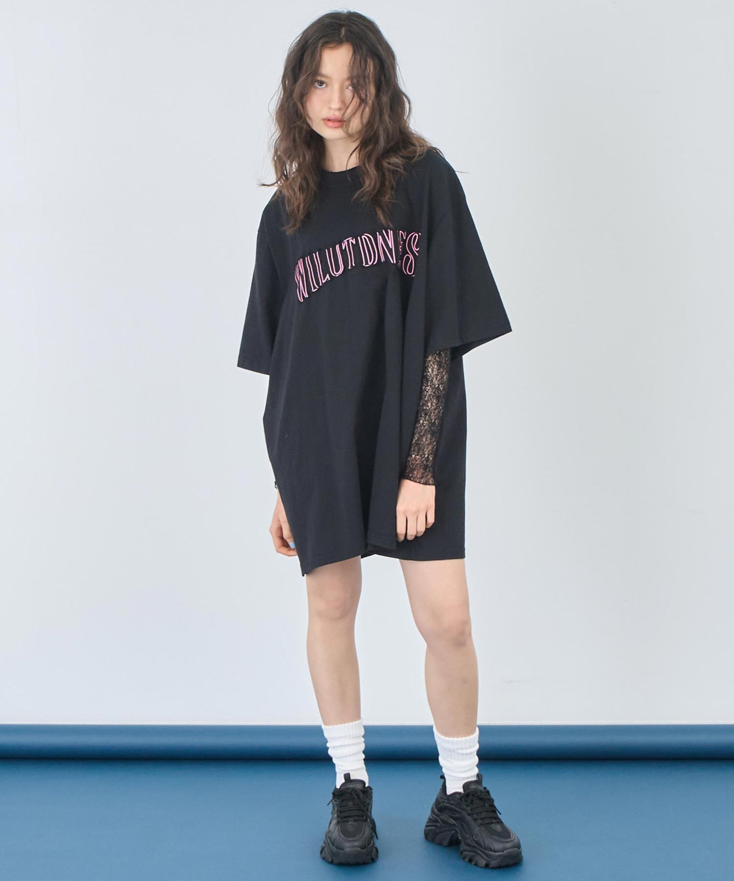 リメイク風 ステッチ ロゴ ビッグシルエット Tシャツ 153-5742