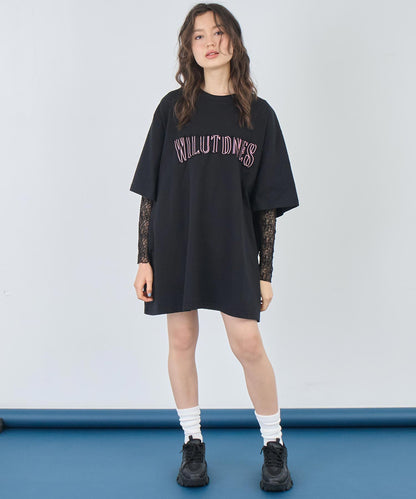 リメイク風 ステッチ ロゴ ビッグシルエット Tシャツ 153-5742