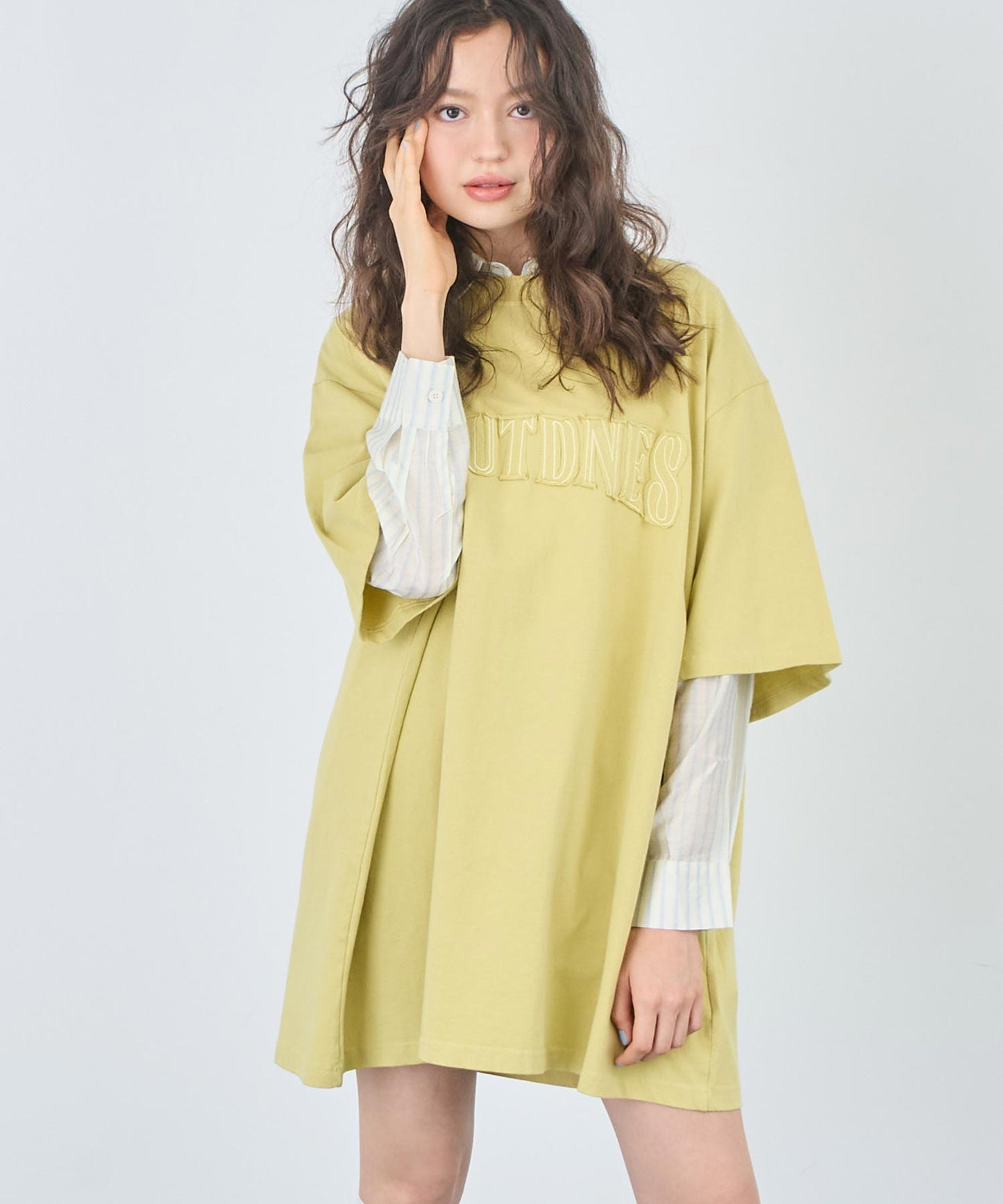 リメイク風 ステッチ ロゴ ビッグシルエット Tシャツ 153-5742