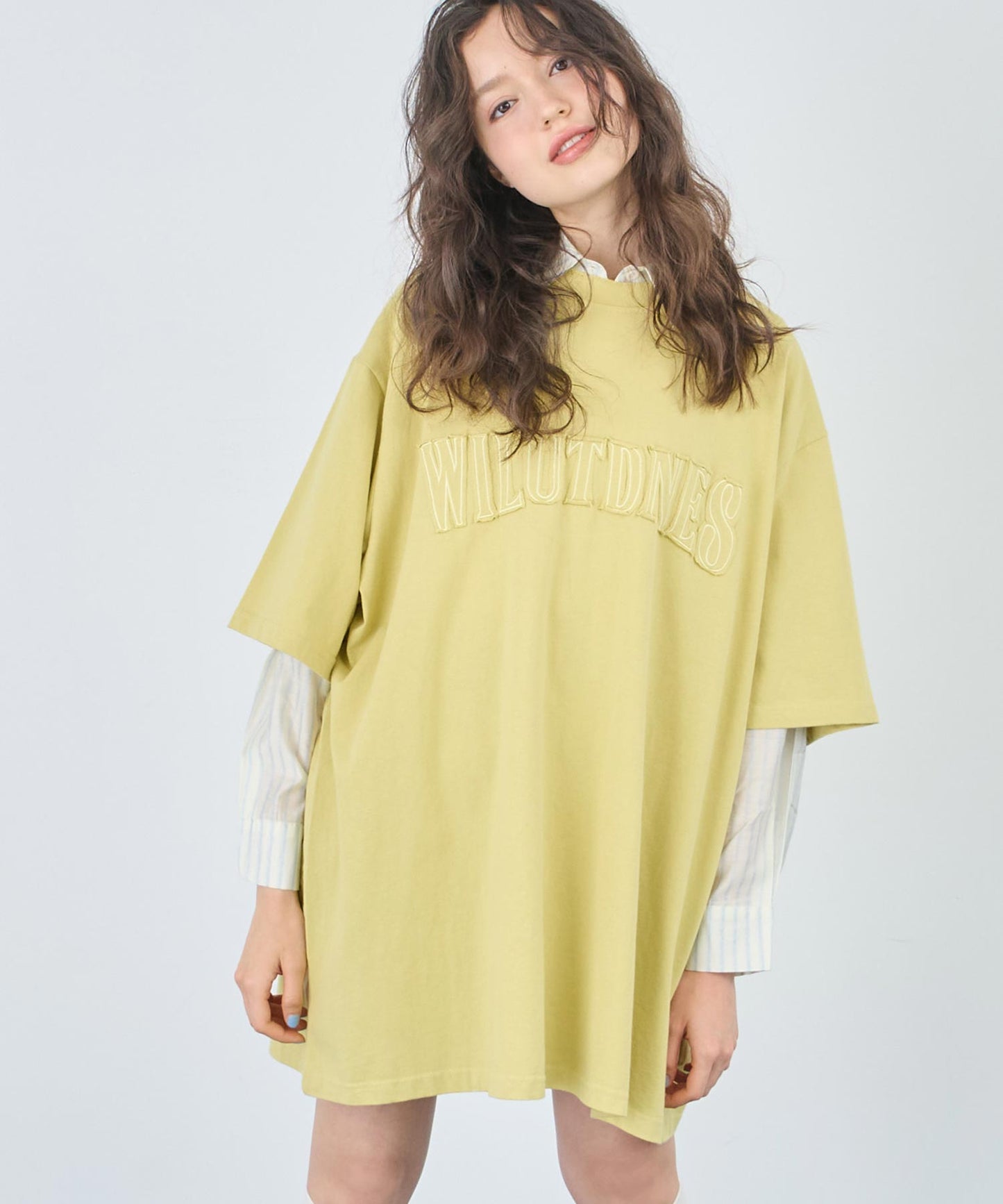 リメイク風 ステッチ ロゴ ビッグシルエット Tシャツ 153-5742