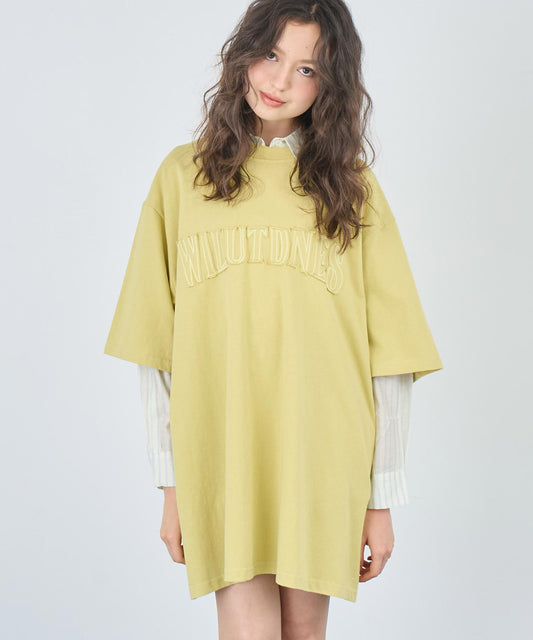 リメイク風 ステッチ ロゴ ビッグシルエット Tシャツ 153-5742