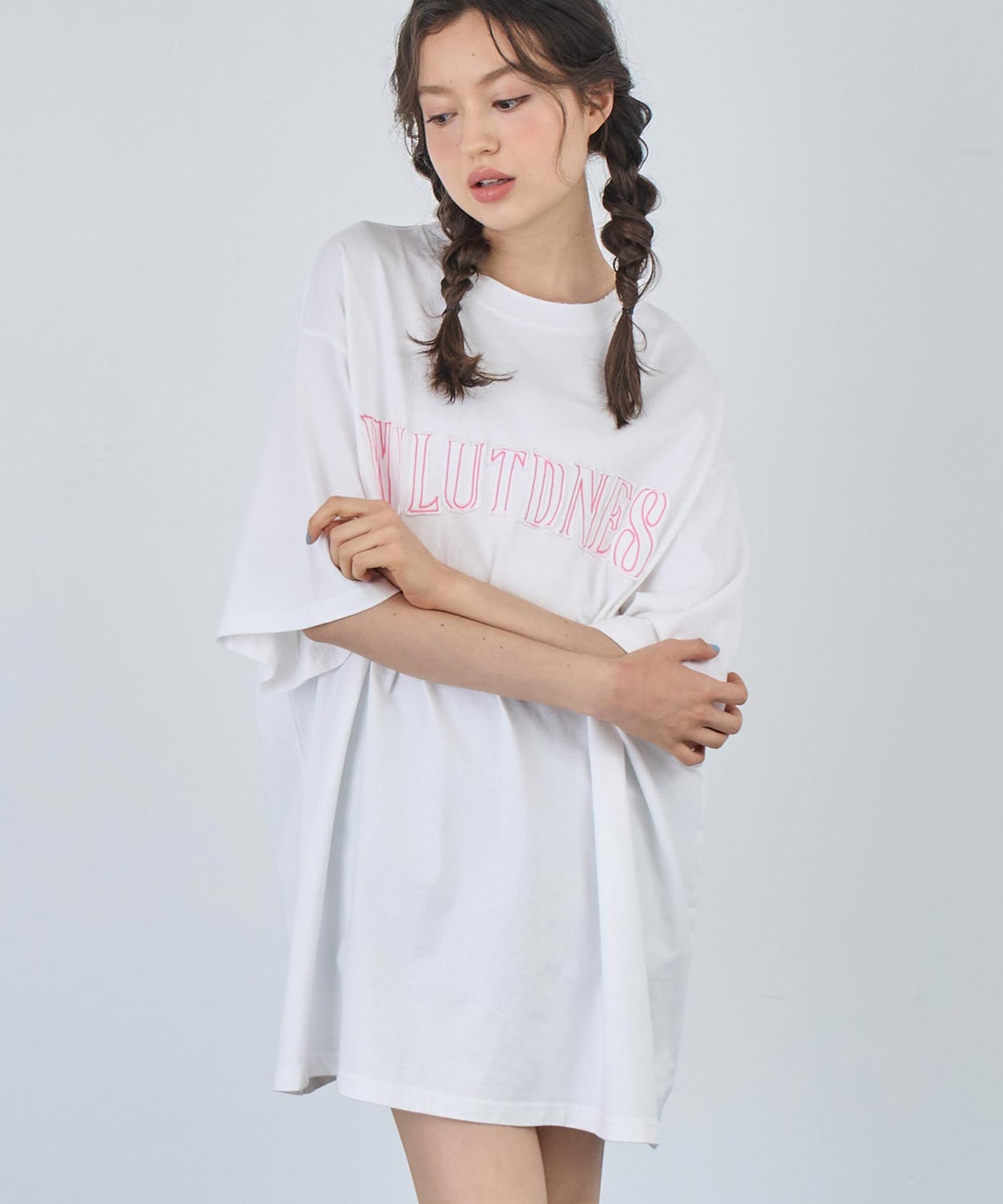リメイク風 ステッチ ロゴ ビッグシルエット Tシャツ 153-5742