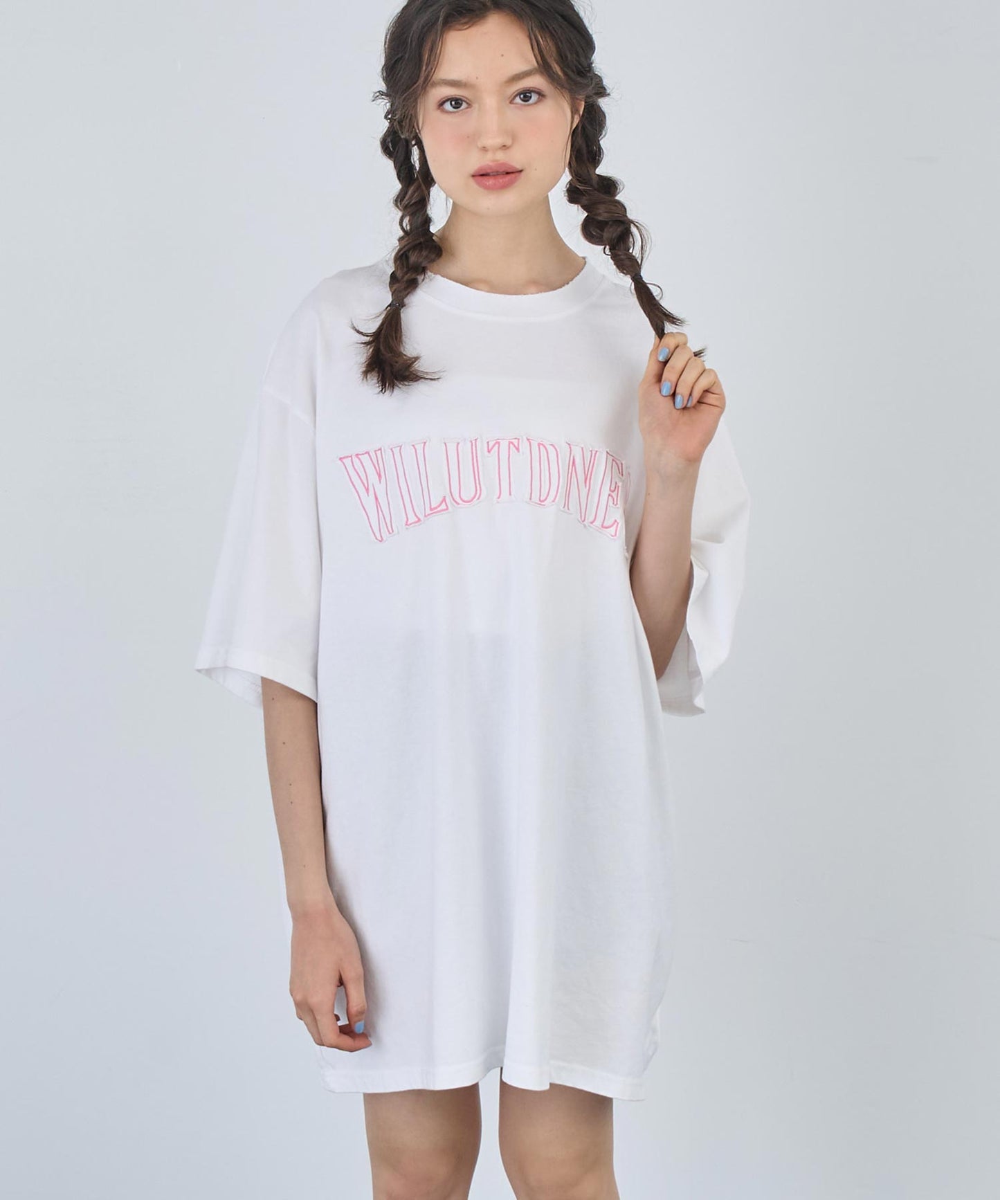 リメイク風 ステッチ ロゴ ビッグシルエット Tシャツ 153-5742