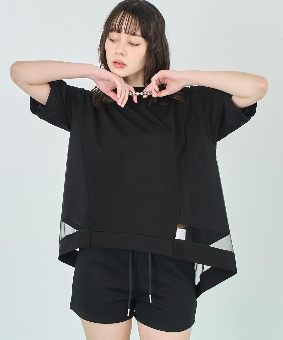 裾チュール シアー Tシャツ 153-5750