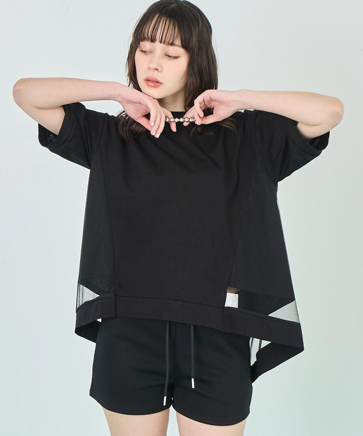 裾チュール シアー Tシャツ 153-5750
