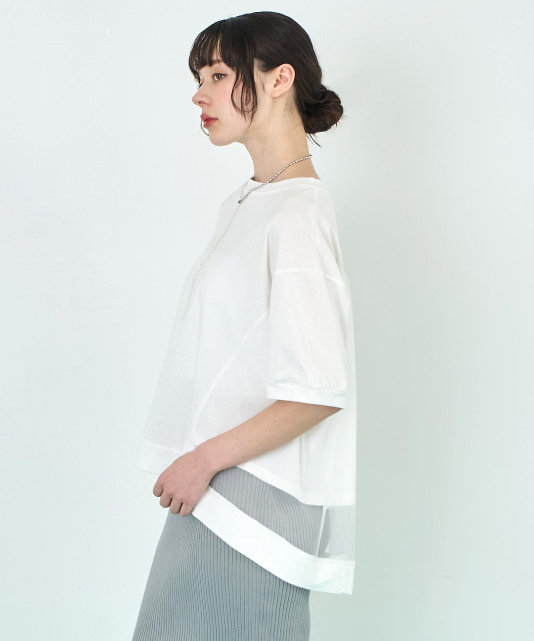 裾チュール シアー Tシャツ 153-5750