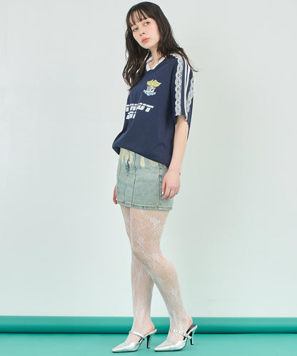 ショルダー レース 配色 ゲーミング Tシャツ 153-5755