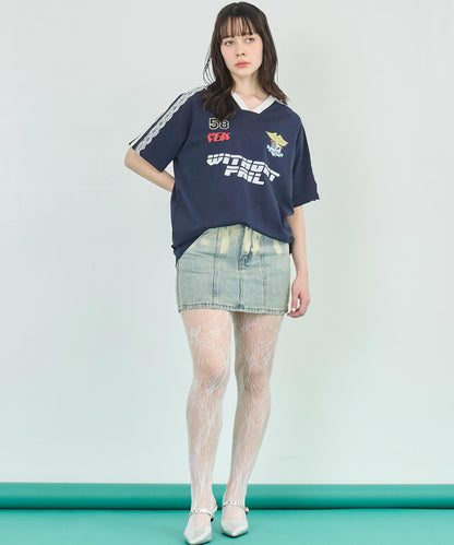 ショルダー レース 配色 ゲーミング Tシャツ 153-5755