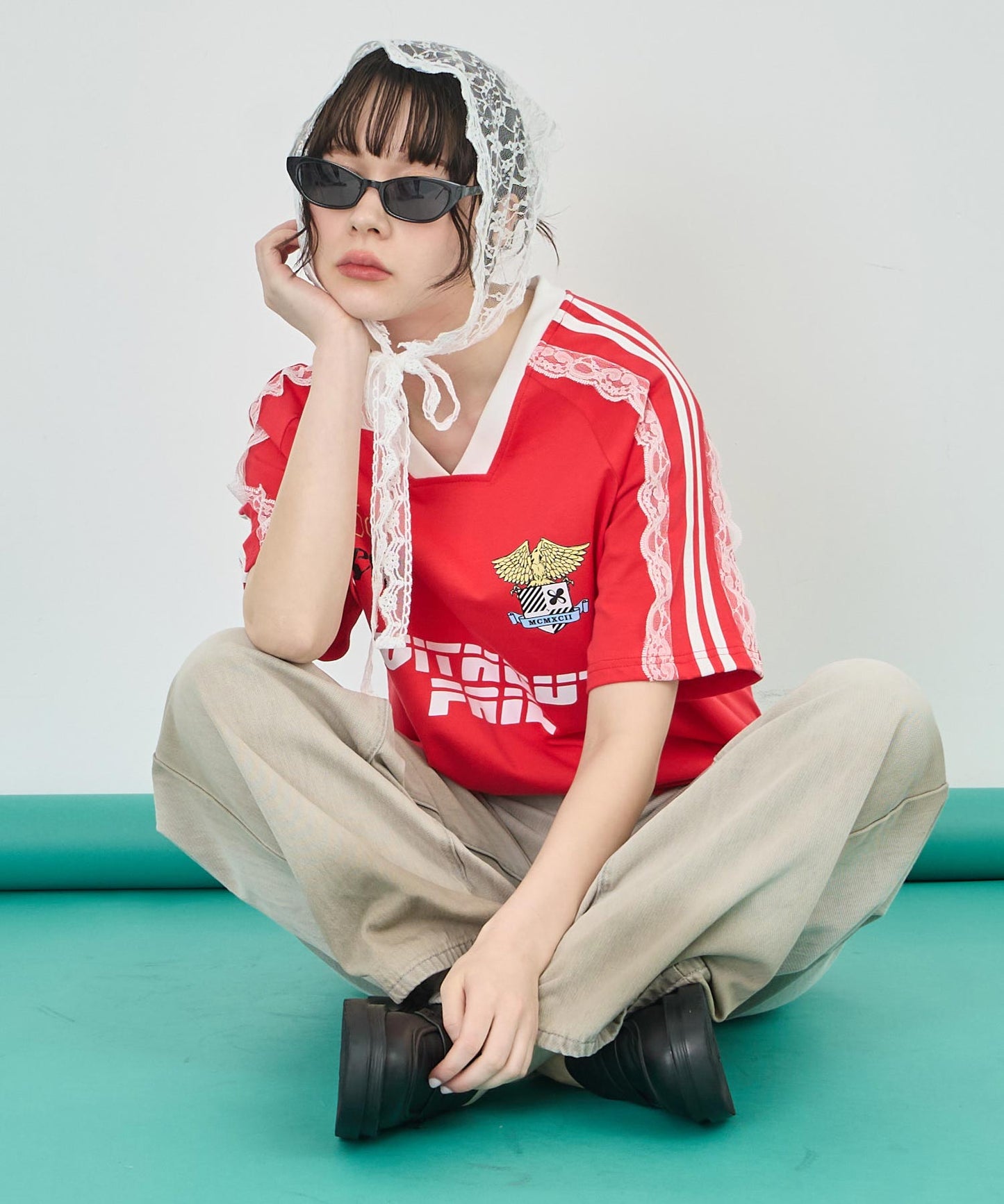 ショルダー レース 配色 ゲーミング Tシャツ 153-5755