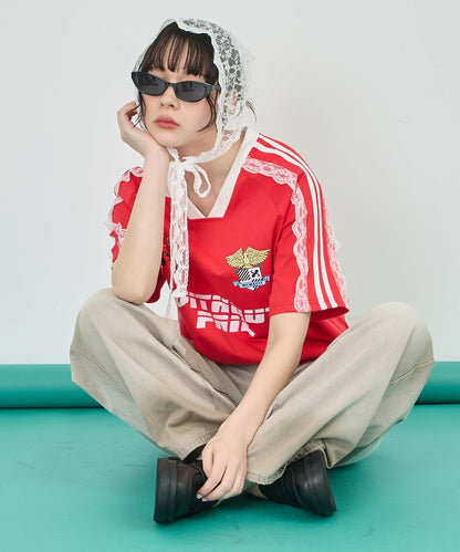 ショルダー レース 配色 ゲーミング Tシャツ 153-5755