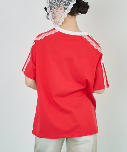 ショルダー レース 配色 ゲーミング Tシャツ 153-5755