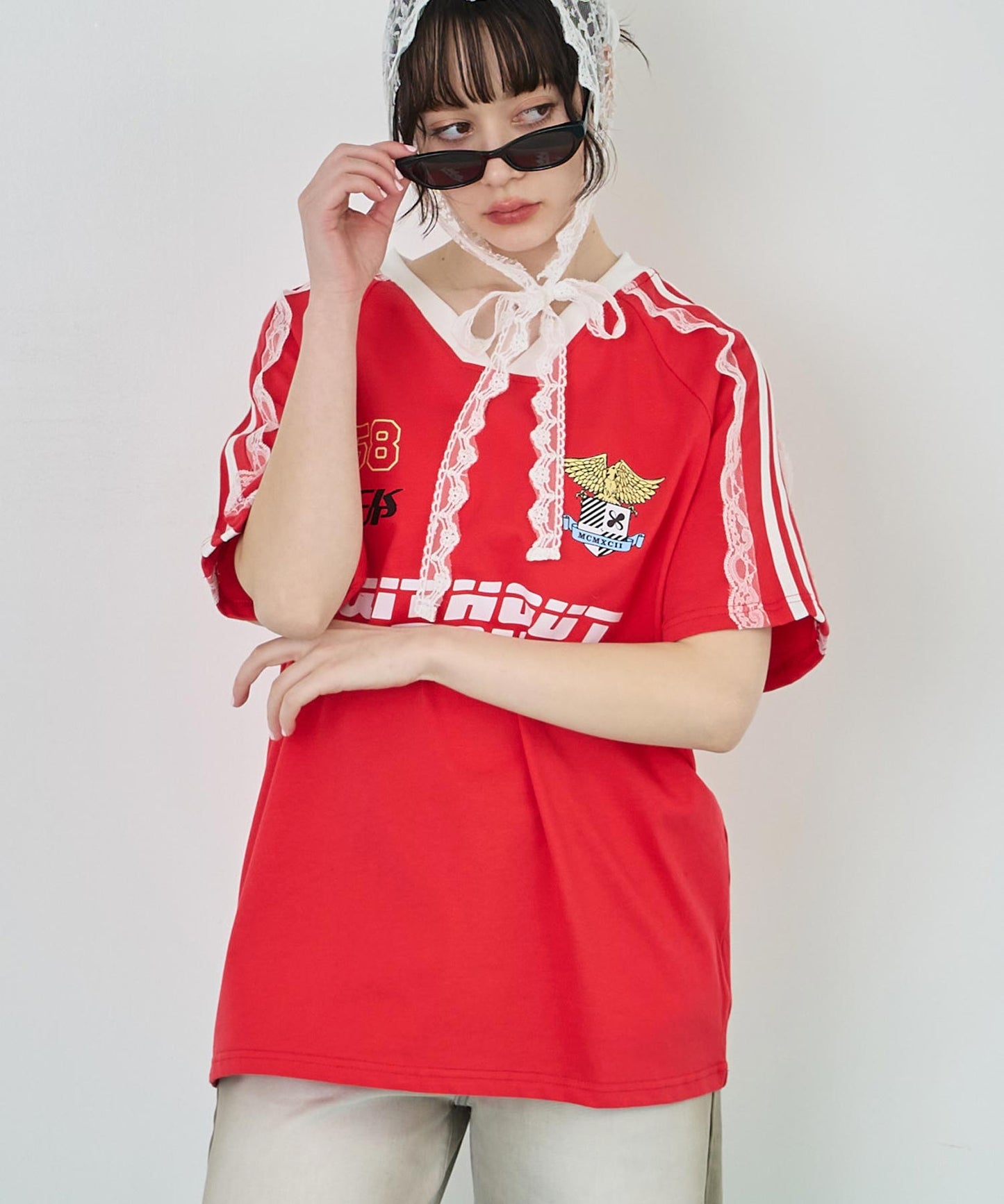 ショルダー レース 配色 ゲーミング Tシャツ 153-5755