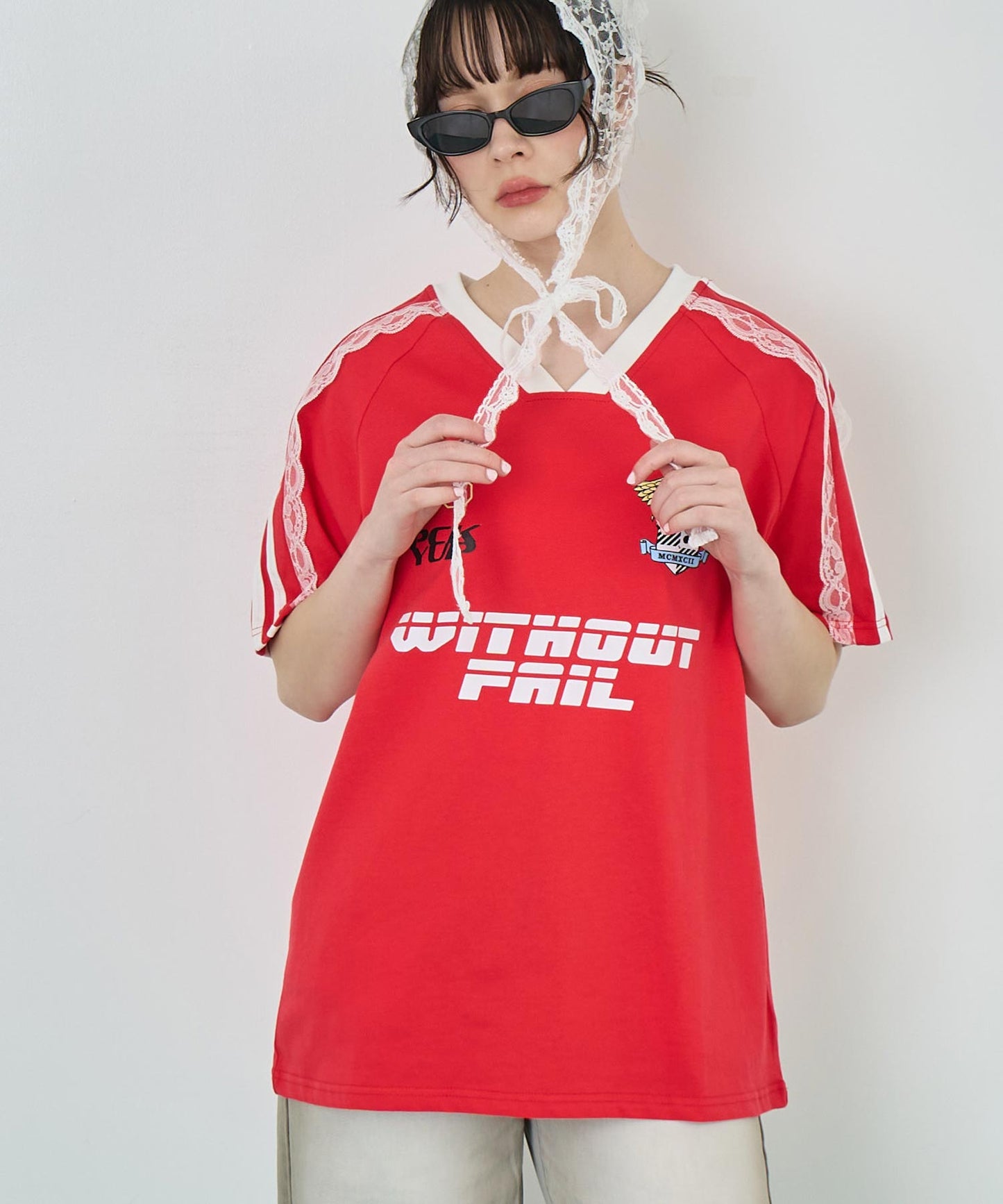 ショルダー レース 配色 ゲーミング Tシャツ 153-5755