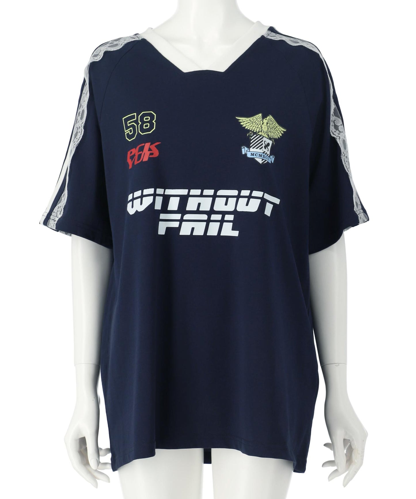 ショルダー レース 配色 ゲーミング Tシャツ 153-5755