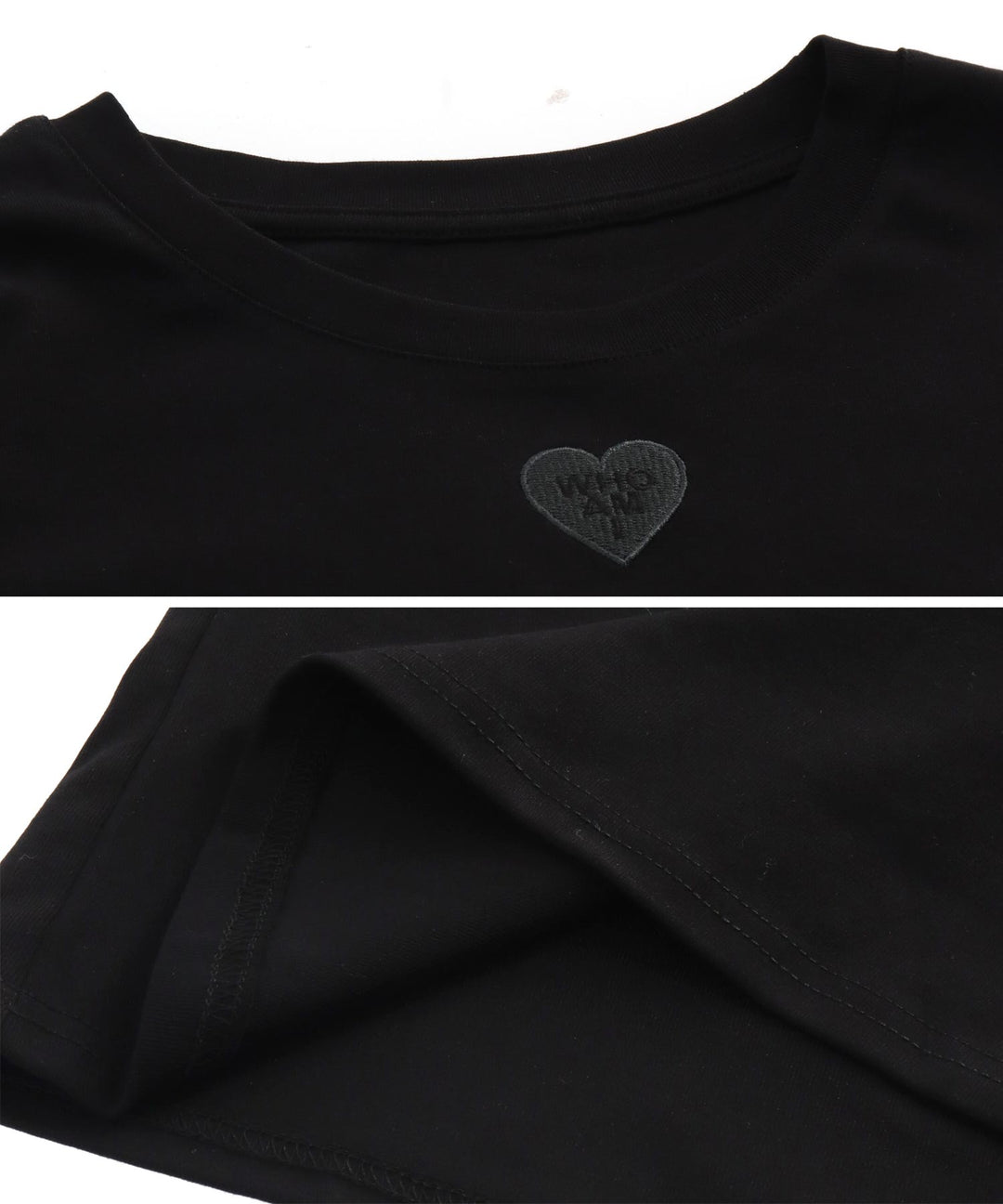 同色トーン ハート 刺繍 Tシャツ 153-5776