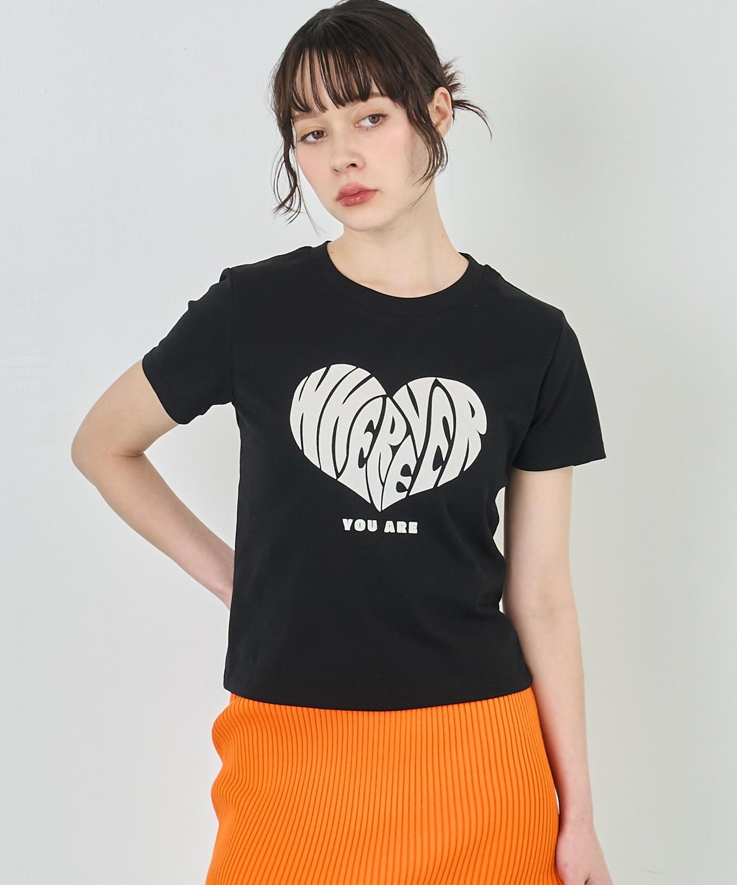 フロッキー ハート ロゴ プリント Tシャツ 153-5778