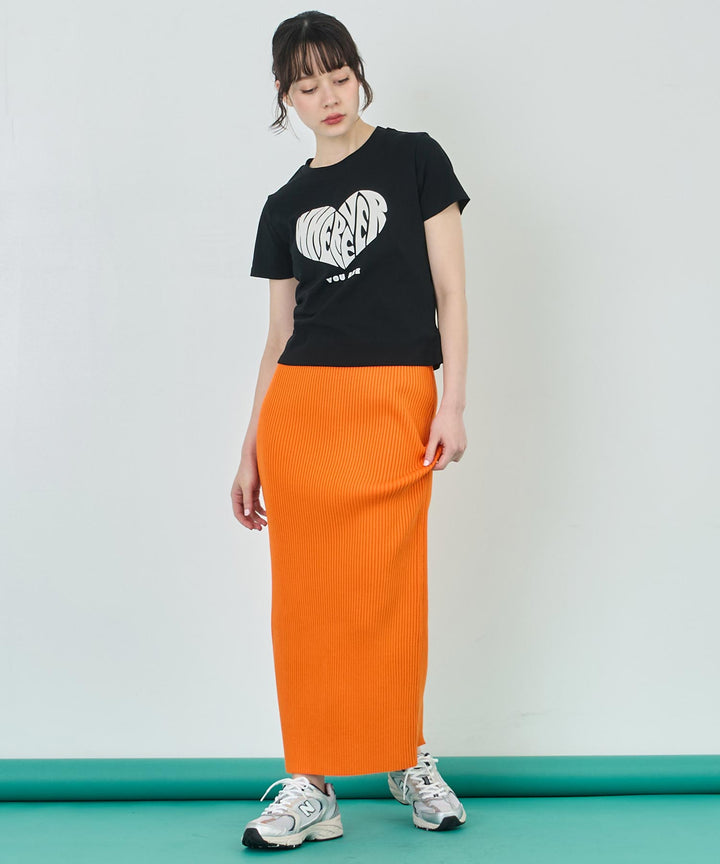 フロッキー ハート ロゴ プリント Tシャツ 153-5778