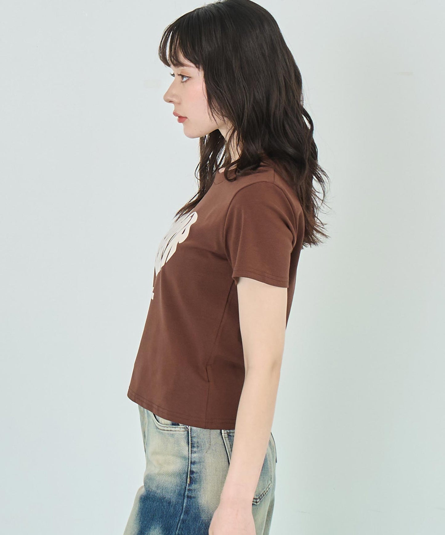 フロッキー ハート ロゴ プリント Tシャツ 153-5778