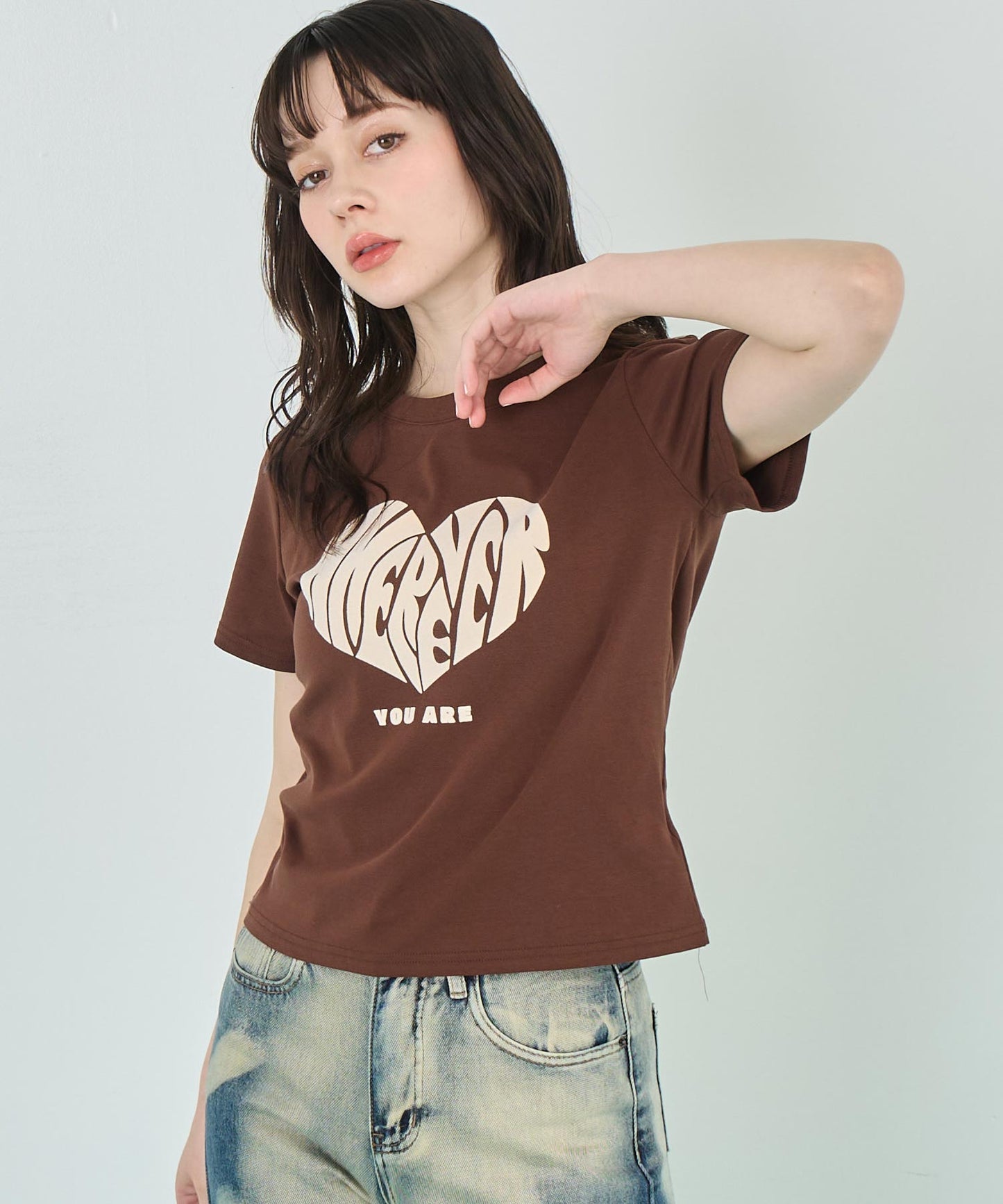 フロッキー ハート ロゴ プリント Tシャツ 153-5778