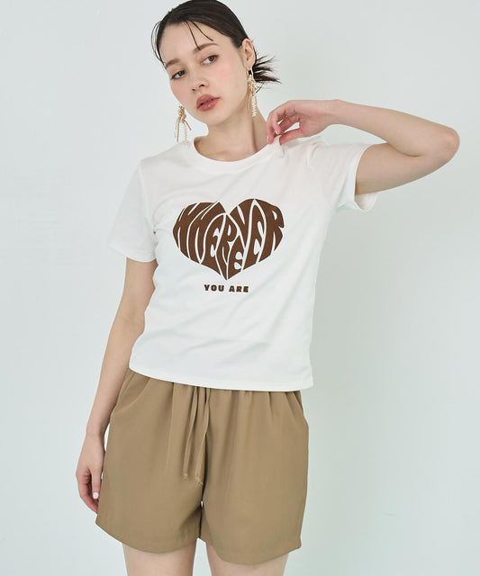 フロッキー ハート ロゴ プリント Tシャツ 153-5778