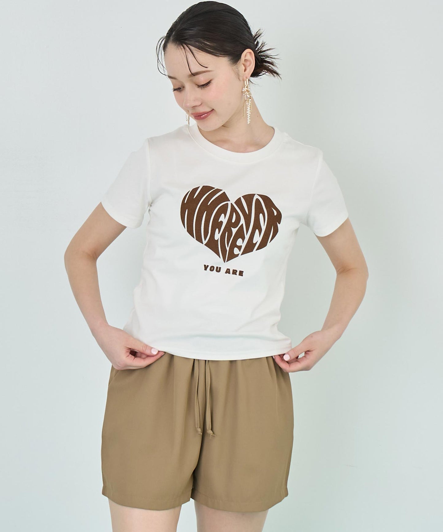フロッキー ハート ロゴ プリント Tシャツ 153-5778