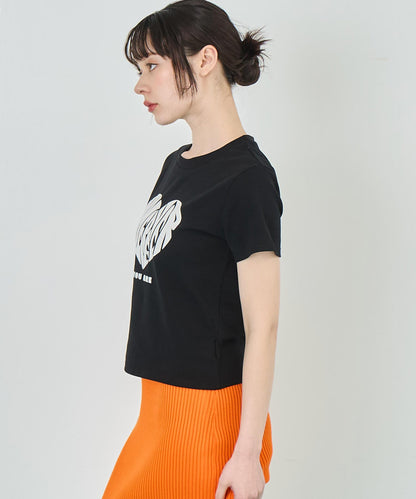 フロッキー ハート ロゴ プリント Tシャツ 153-5778