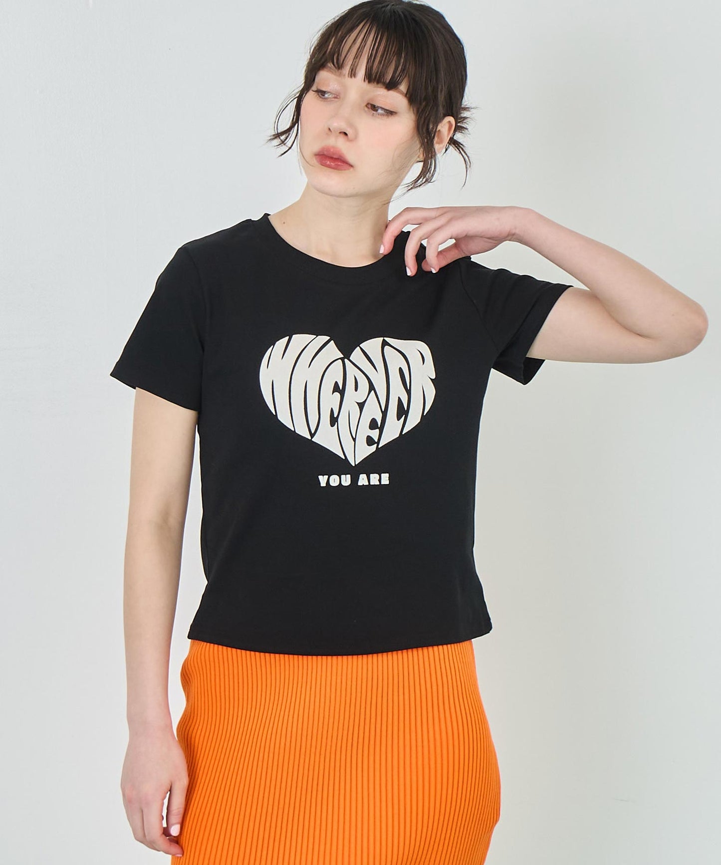 フロッキー ハート ロゴ プリント Tシャツ 153-5778