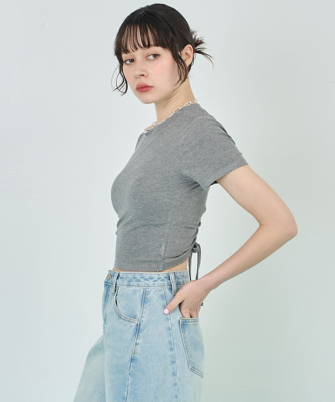 バック ギャザー Tシャツ トップス 153-5781