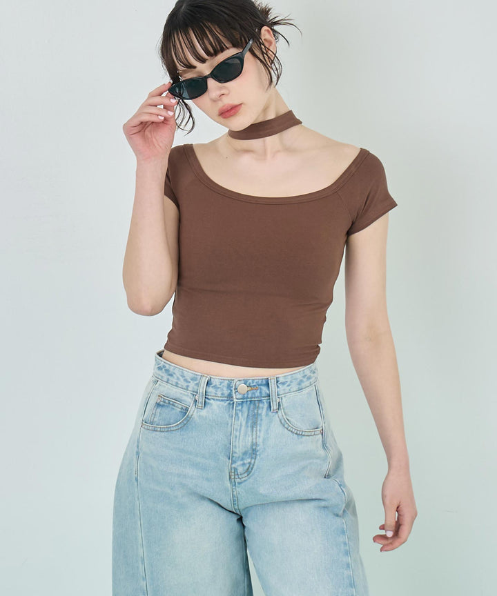 チョーカー風 デザイン Tシャツ 153-5782