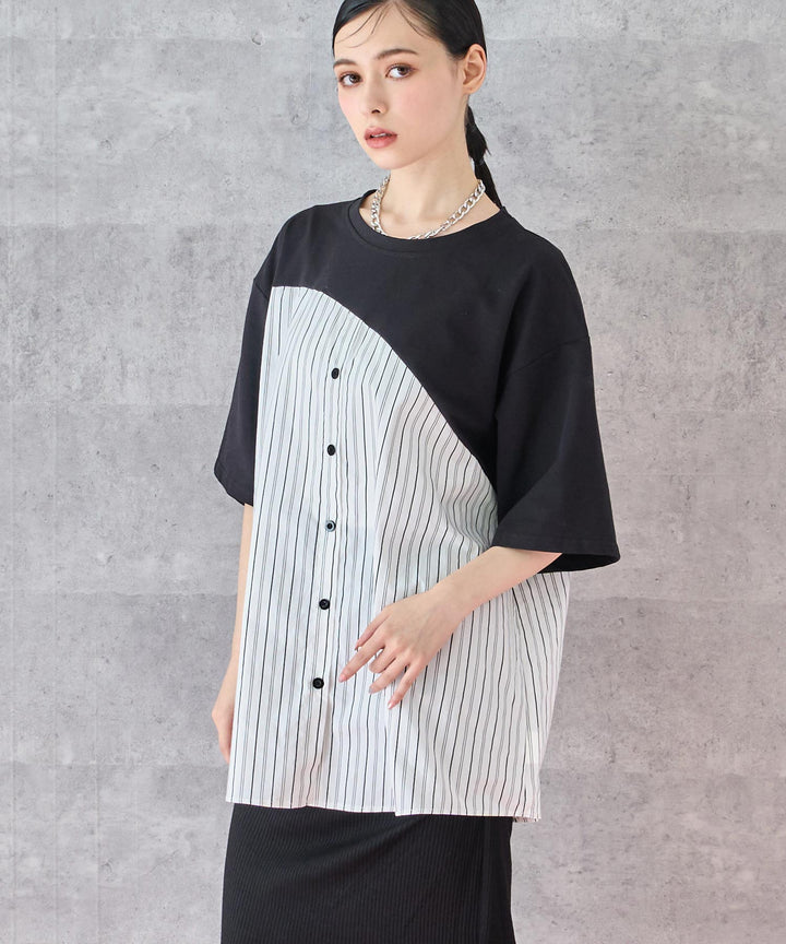 シャツ ドッキング デザイン Tシャツ 153-5788