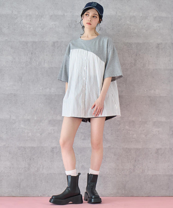 シャツ ドッキング デザイン Tシャツ 153-5788
