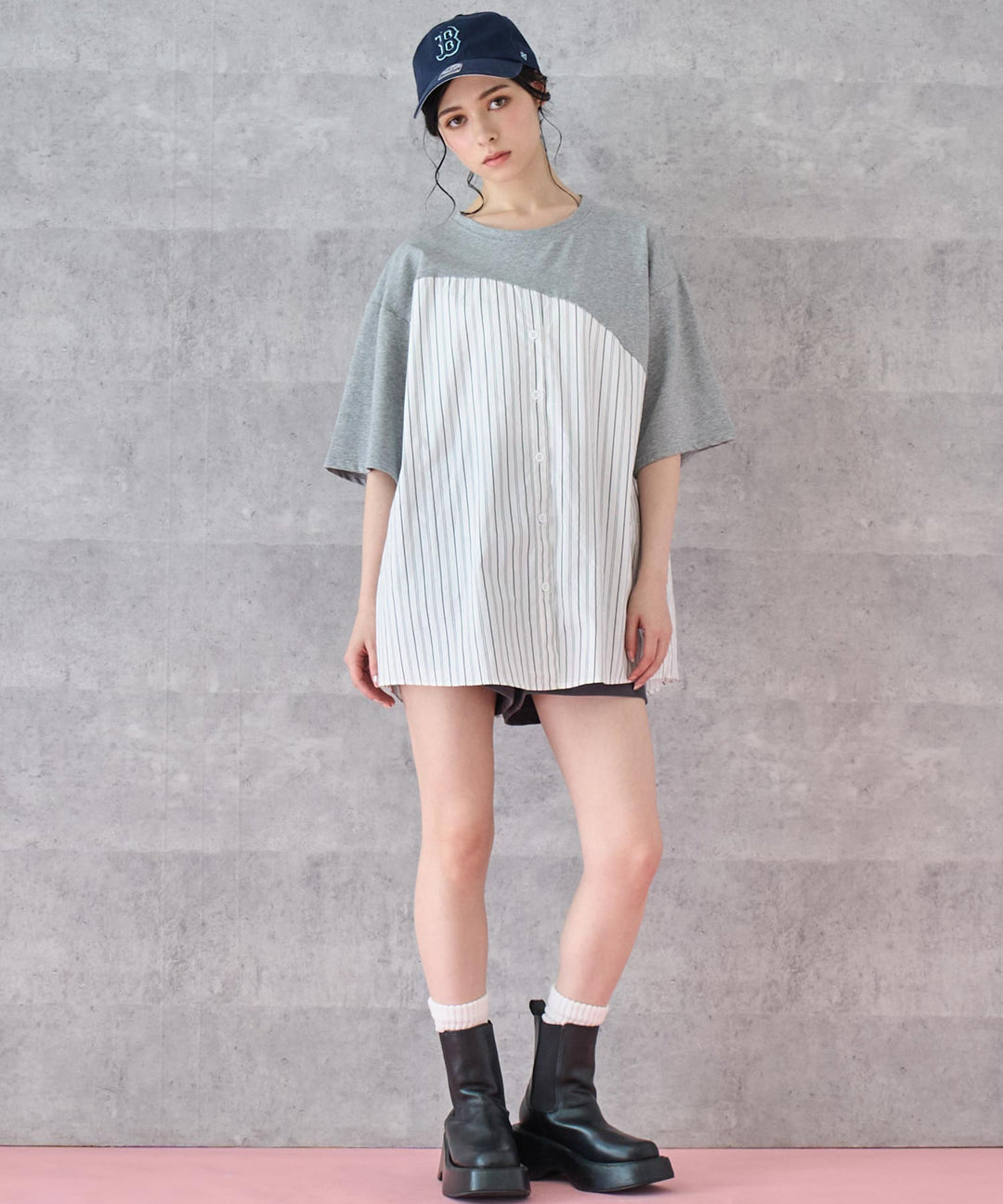 シャツ ドッキング デザイン Tシャツ 153-5788