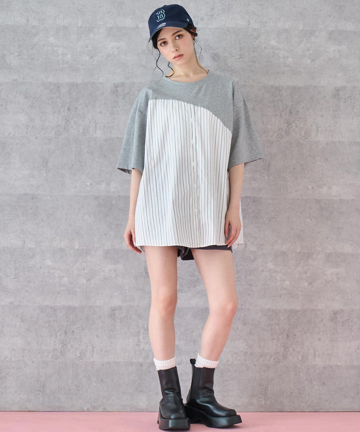 シャツ ドッキング デザイン Tシャツ 153-5788