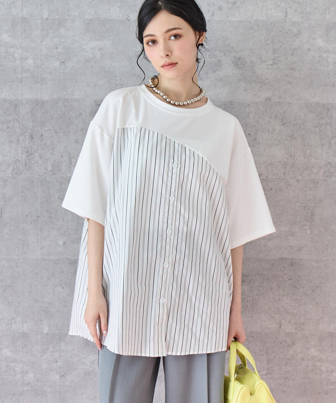 シャツ ドッキング デザイン Tシャツ 153-5788