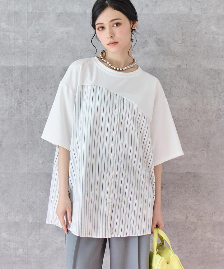 シャツ ドッキング デザイン Tシャツ 153-5788