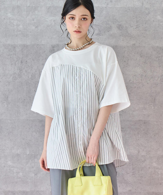 シャツ ドッキング デザイン Tシャツ 153-5788