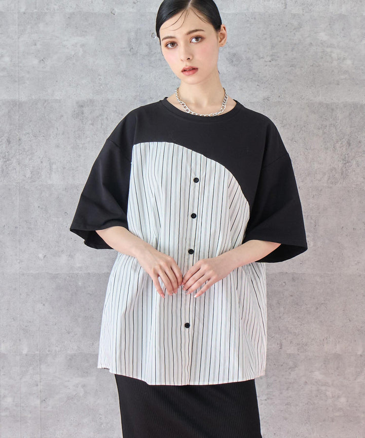 シャツ ドッキング デザイン Tシャツ 153-5788