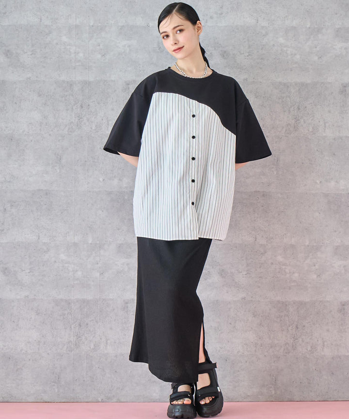 シャツ ドッキング デザイン Tシャツ 153-5788