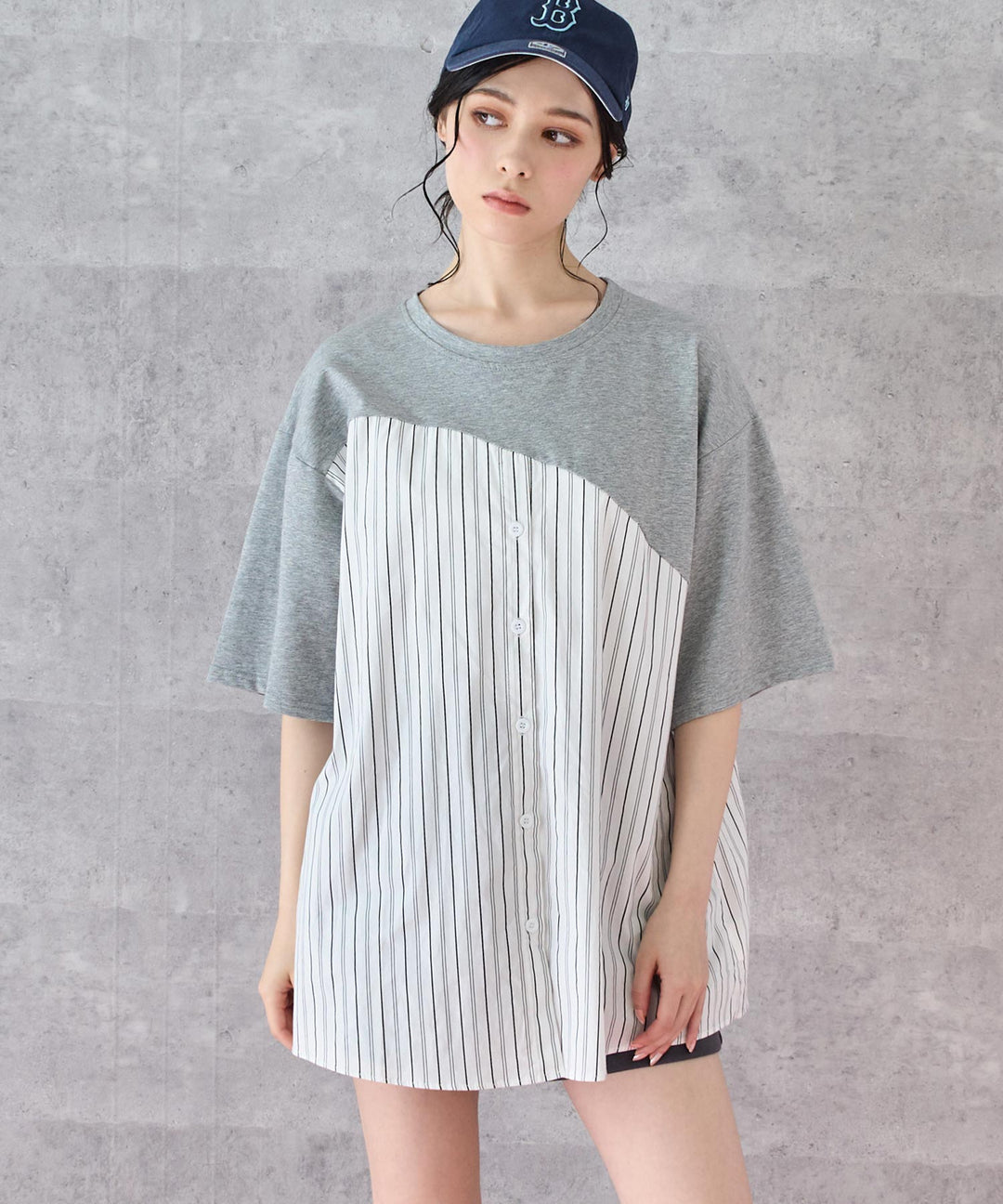 シャツ ドッキング デザイン Tシャツ 153-5788
