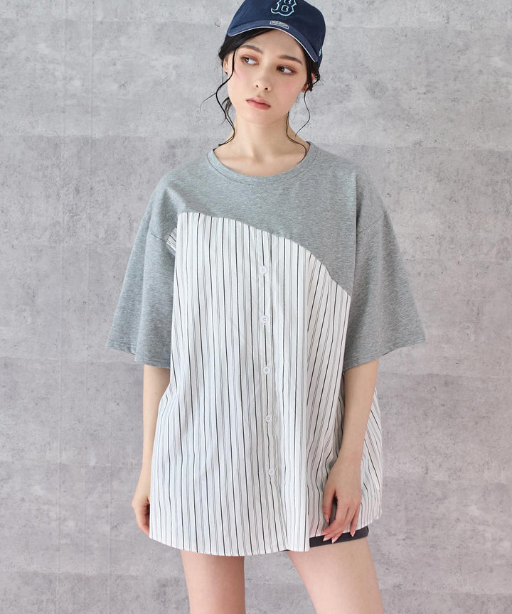シャツ ドッキング デザイン Tシャツ 153-5788