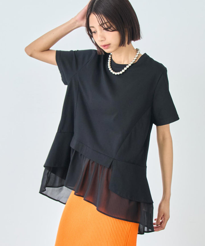 裾フリル デザイン Tシャツ 153-5789
