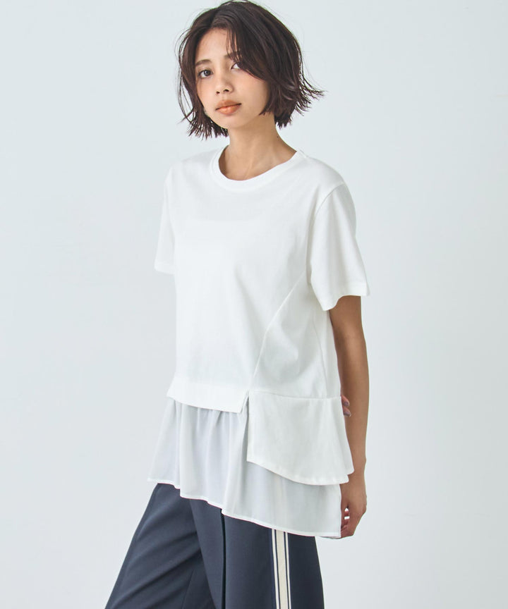 裾フリル デザイン Tシャツ 153-5789
