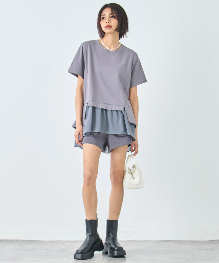 裾フリル デザイン Tシャツ 153-5789