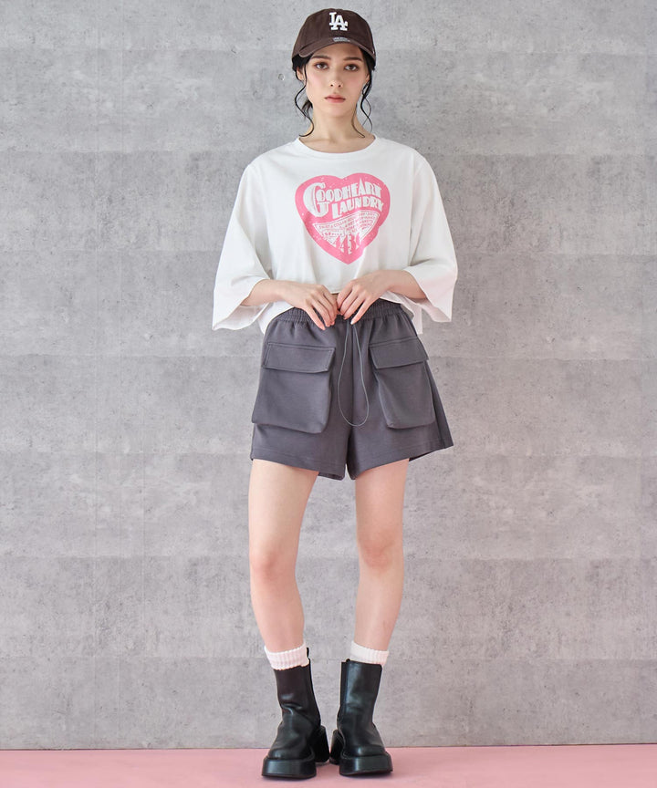 クロップド ハート プリント ロゴ Tシャツ 153-5792