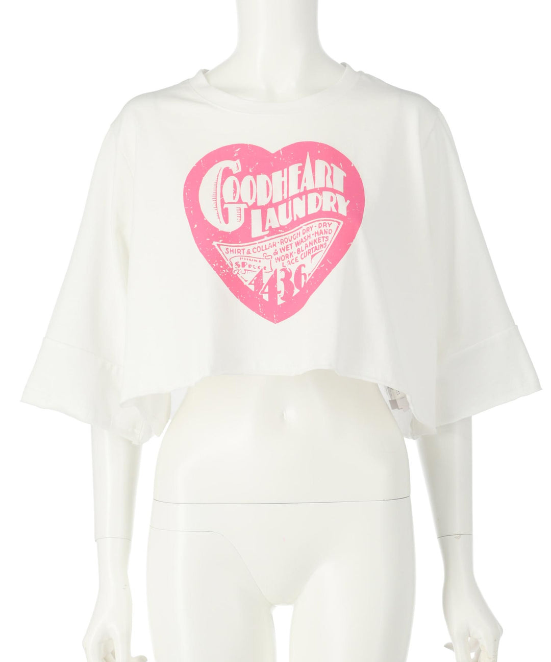クロップド ハート プリント ロゴ Tシャツ 153-5792
